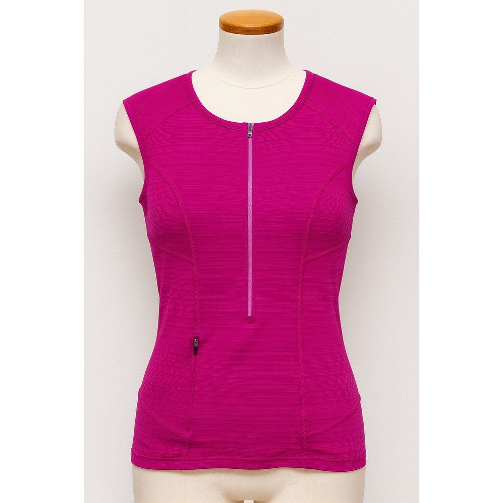 Athleta Magenta Pacifica Sleeveless Top, Size XS, Zip Front Athletic Workout Top